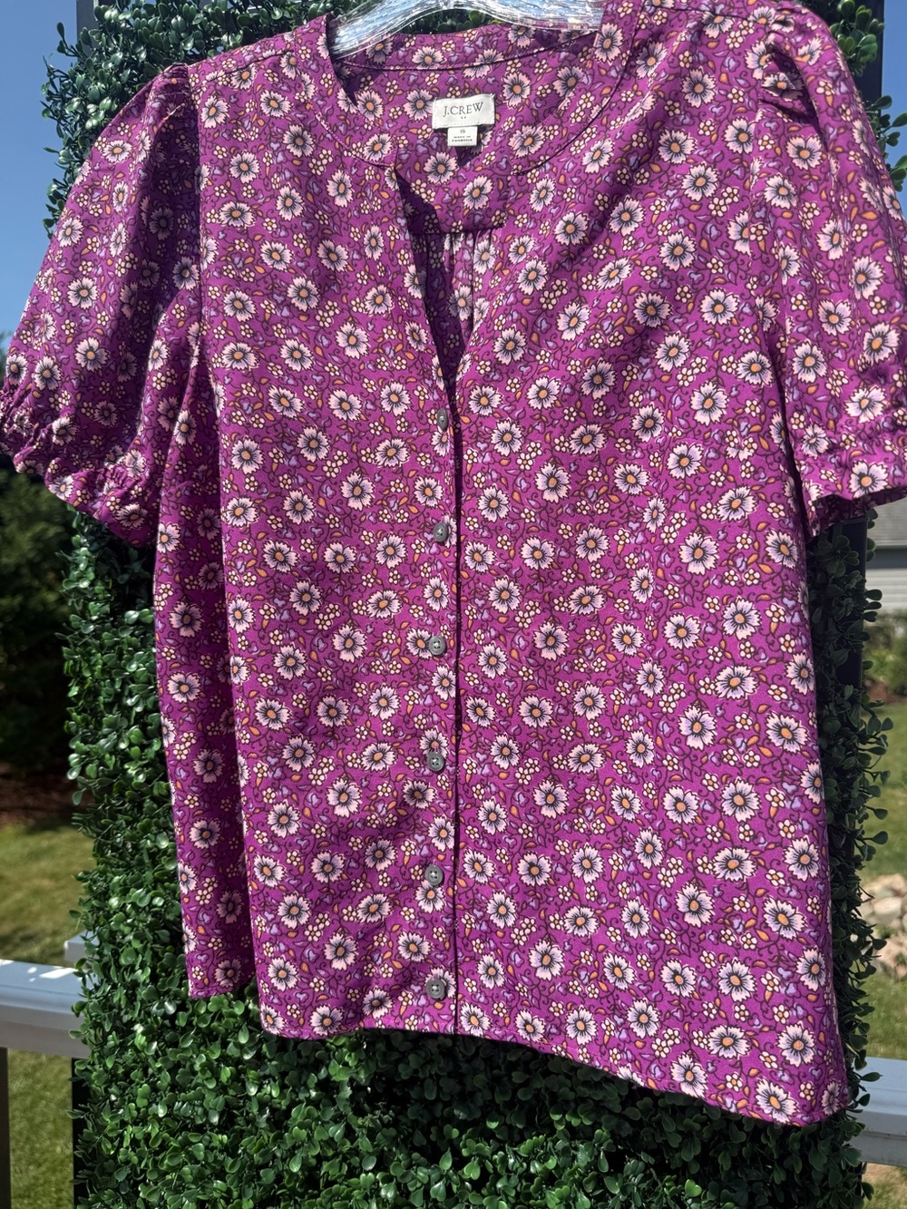 J. Crew Ditsy Floral Pink Purple Blouse